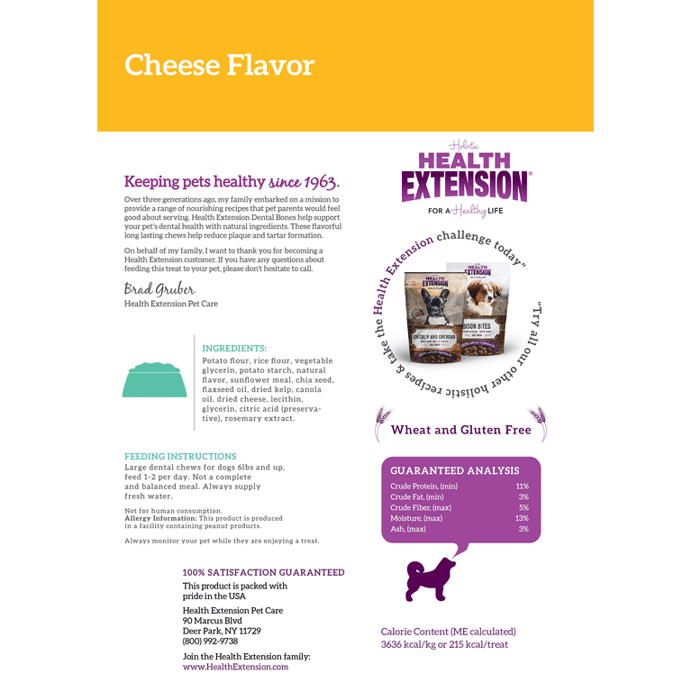 Health Extension Dental Bones Cheese Flavor Dog Treat Health Extension Dental Bones Cheese Flavor Dog Treat