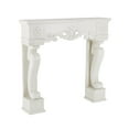 thumbnail image 6 of DecMode 45" x 42" Wooden White Freestanding Scroll Surround Fireplace Mantle with Floral Accents, 6 of 9