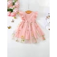 thumbnail image 3 of Bagilaanoe Toddler Baby Girl Summer Dress Flower Embroidery Fly Sleeve A-line Princess Dresses 6M 9M 12M 18M 24M 3T 4T Kids Casual Swing Sundress, 3 of 7