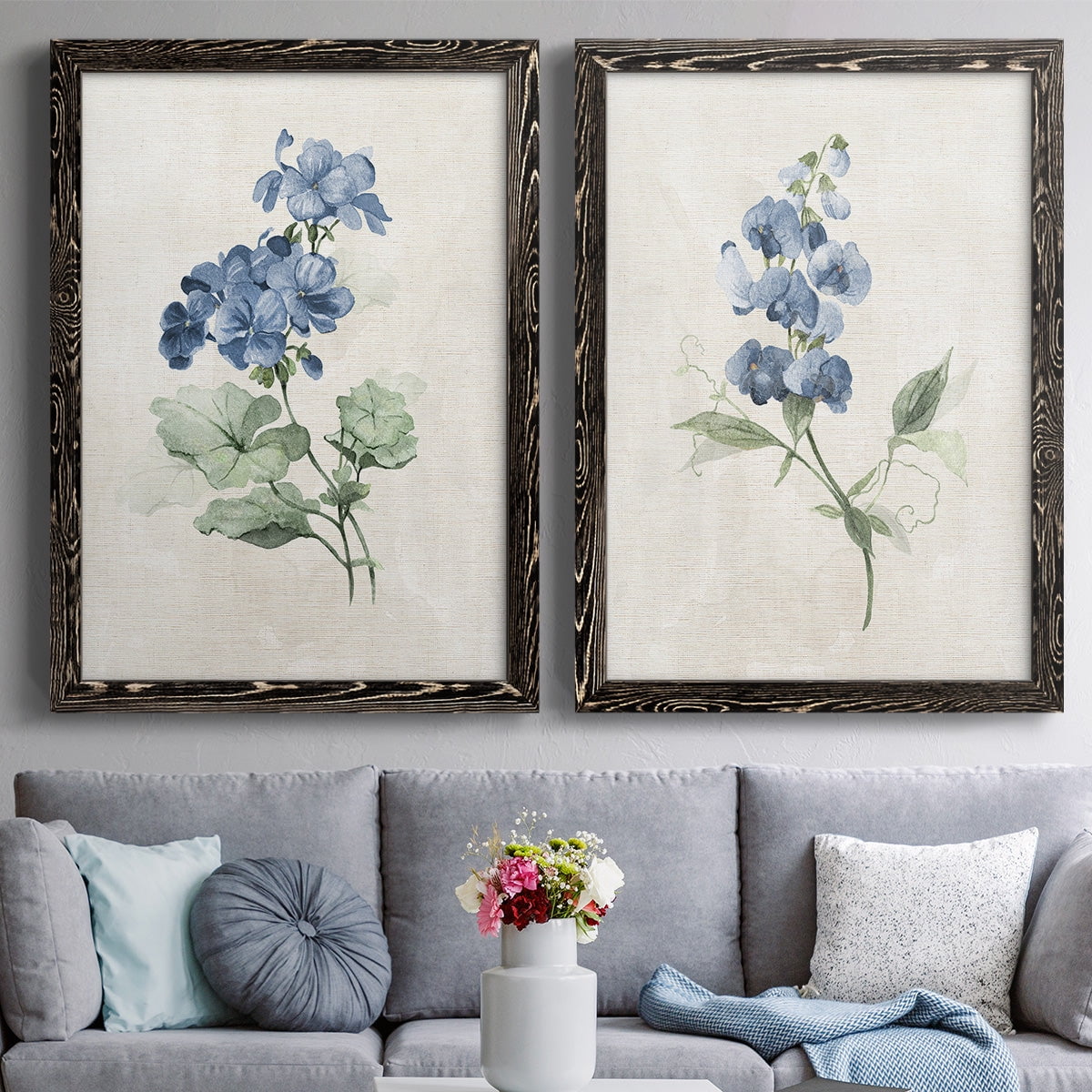 Farmhouse Periwinkle I - Premium Framed Canvas 2 Piece Set - Ready to Hang