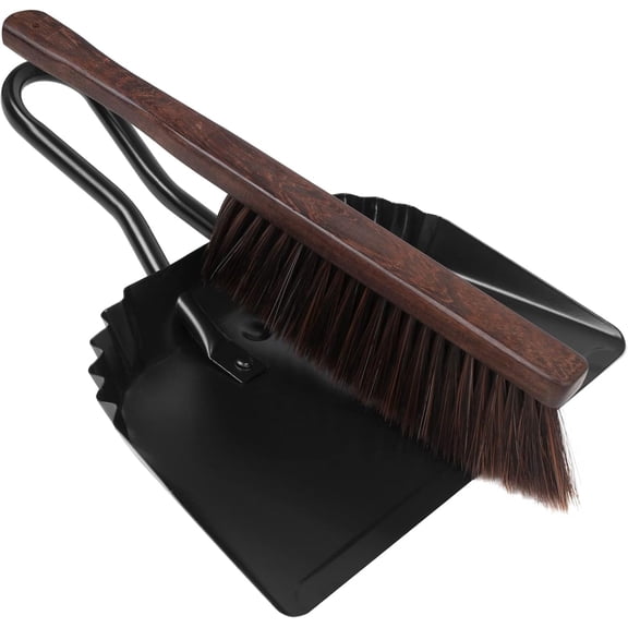 Dust Pan and Brush Set-Handheld Angled DustPan Hand Broom Set, Large dust pan with handle,Heavy Duty Metal Dustpan Set Home For Small Item Sweeping Rubber Coated Easy to Grasp Handle