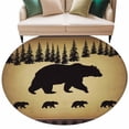 thumbnail image 2 of 8ft Washable Large Round Rug, Vintage Animals Bear Non-Slip Circle Area Rug for Living Room Dining Room, Black Pine Forest Retro Animal Indoor Floor Mat for Home Decor, 2 of 9