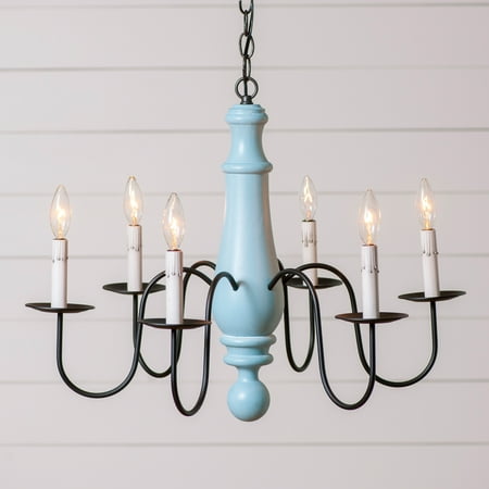 

Irvins Country Tinware Large Norfolk Chandelier in Misty Blue - 6 Light