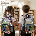 thumbnail image 4 of ZIATUBLES Heavy Duty Clear Backpack, Abstract Cat Floral Print Fabric & PVC Transparent Bag with Reinforced Strap, Large Capacity See Through Backpack for School Work Security Travel, 4 of 7
