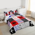 thumbnail image 3 of Homewish Modern Ballet Lover Full Size Comforter Sets, Red Blue Plaid Buffalo Bedding Comforter Set, Cartoon Stars Line Reversible Bedding Sets, Ultra Soft Bedroom Decor, 3pcs, 3 of 8