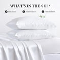 thumbnail image 5 of Yalamila Satin Sheet Set Queen Size, White 4 Pcs, Luxury Cooling Silky Soft 4 Pieces Bed Sheet Set with Deep Pocket Fitted Sheet, Flat Sheet and 2 Pillowcase for Hair and Skin, 5 of 10