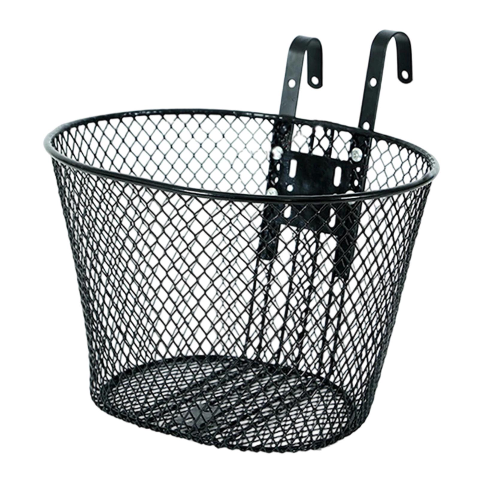 EHJRE Bike Front Basket Bicycle Front Handlebar Basket Sturdy Small Pet Dog Cat Carrier Hanging with Hooks for Beach Trips Shopping Black