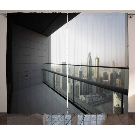Modern Decor Curtains 2 Panels Set Arabian City Dubai Landscape