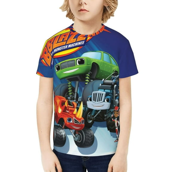 Blaze And The Monster Machines Boys Girls Teens T Shirt Graphic Print Casual Short Sleeve Funny Top Tees Shirt for Youth Kids