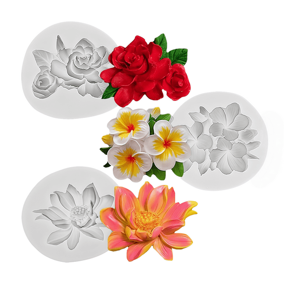 3 Pcs Floral Silicone Mold Set, Flower-Shaped Molds, Ideal for Handmade Soap Making, DIY Decorations