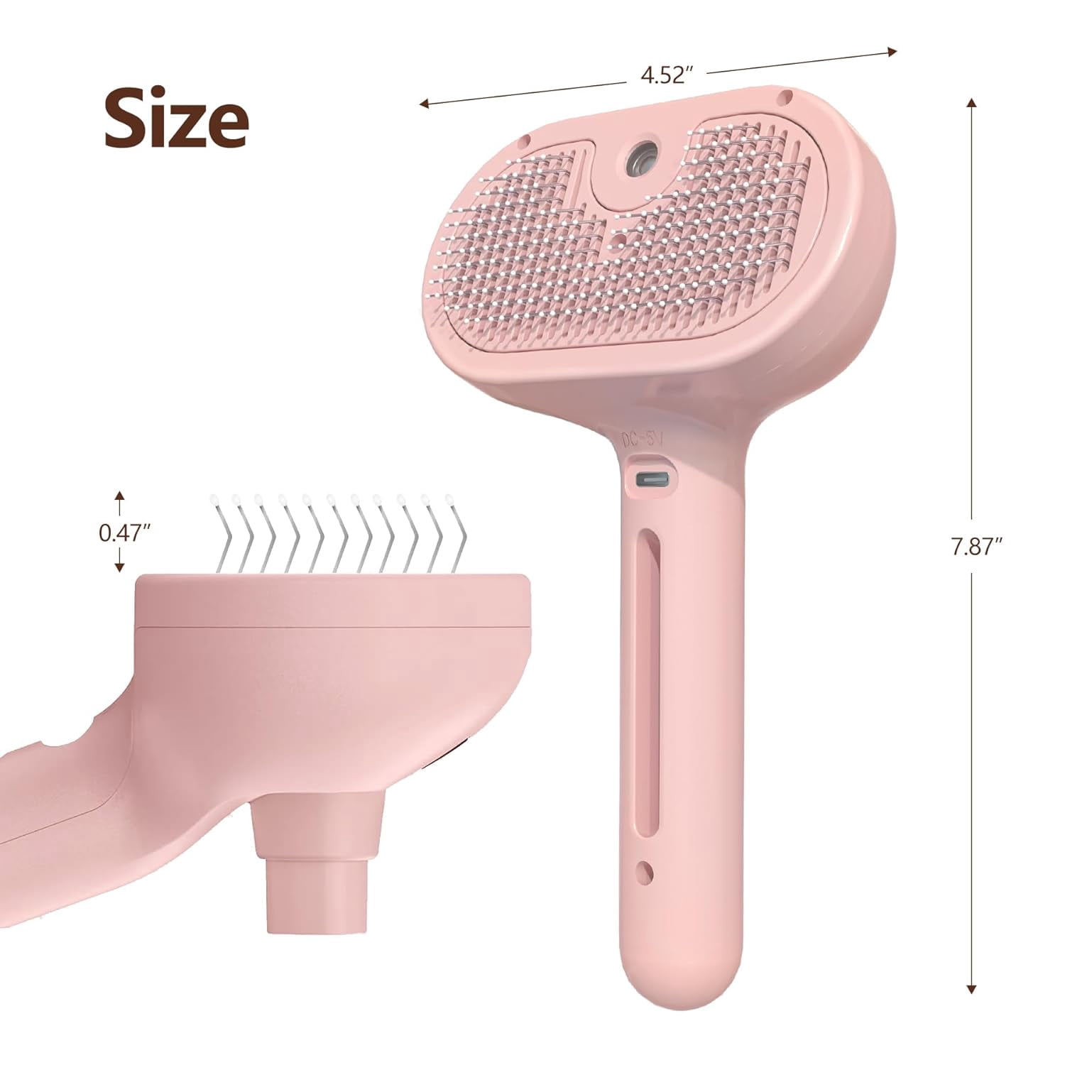 L&W BROS. Self Cleaning Cat Steam Brush, Pet Grooming Brush for Shedding and Detangling, for Dogs and Cats, Pink