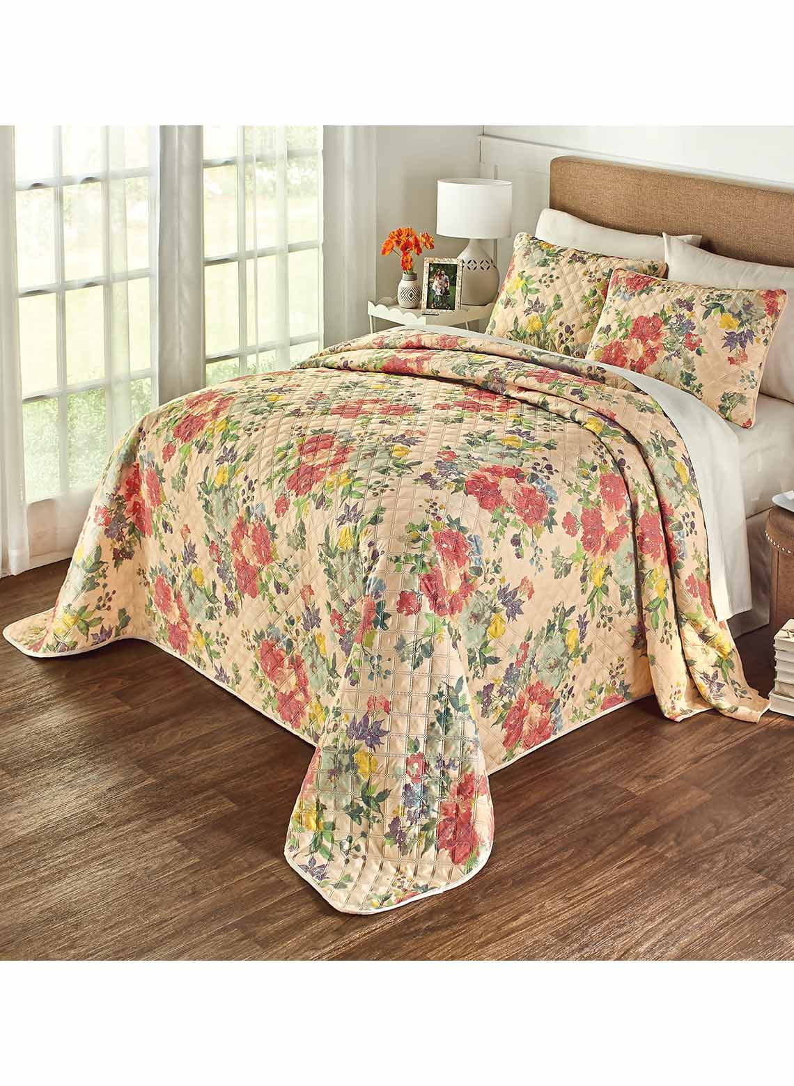 Vintage Floral Bedspread Set Twin