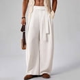 thumbnail image 2 of COMVALUE Men's Summer Pleated Linen Wide Leg Pants Loose Fit Draped Retro Casual Trousers (White, S), 2 of 4