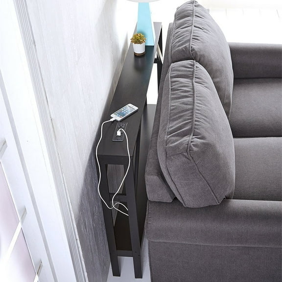 Narrow Console Table with Built in Outlet 33"H