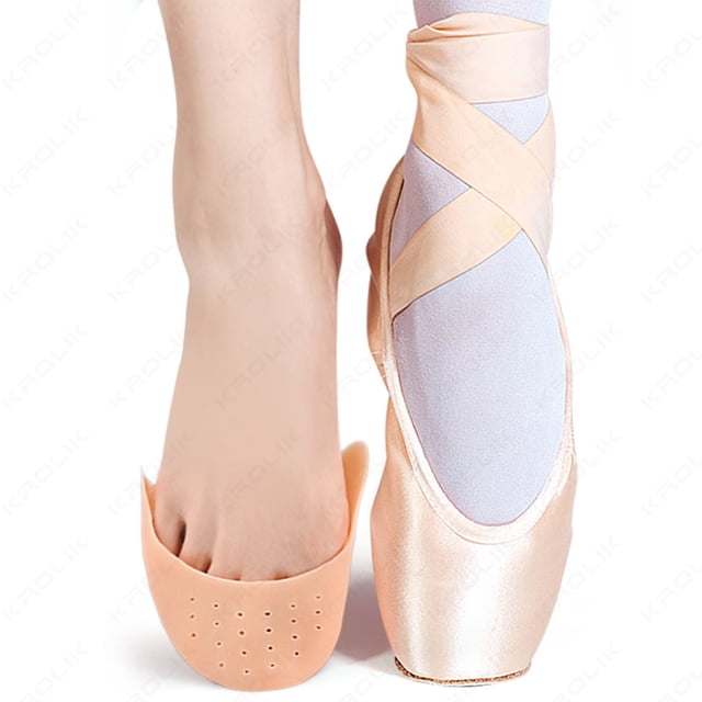 2 Pair Silicone Gel Dance Point Pads For Ballet Dancing Foot Tip Protector With Air Hole Breathable Sole Shock Absorbing Inserts
