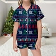 thumbnail image 2 of YOUSNH Ensemble de Pyjama de Noël Classique pour Enfants, Col Boutonné, Manches Courtes et Shorts, Violet 4-5 Ans, 2 of 5