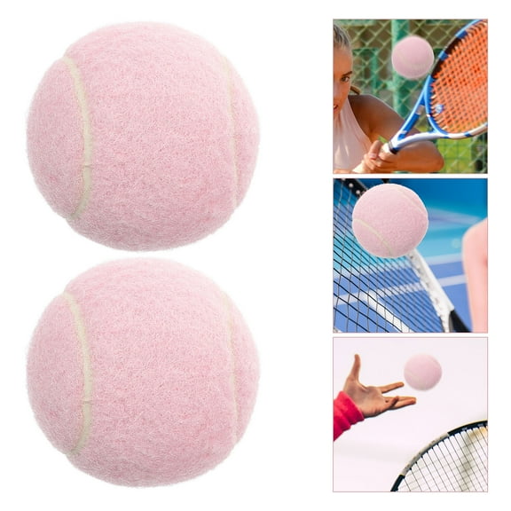 STRANDCHIC 2Pcs Rubber Tennis Balls Pink for Children Tennis Trainer Beginners