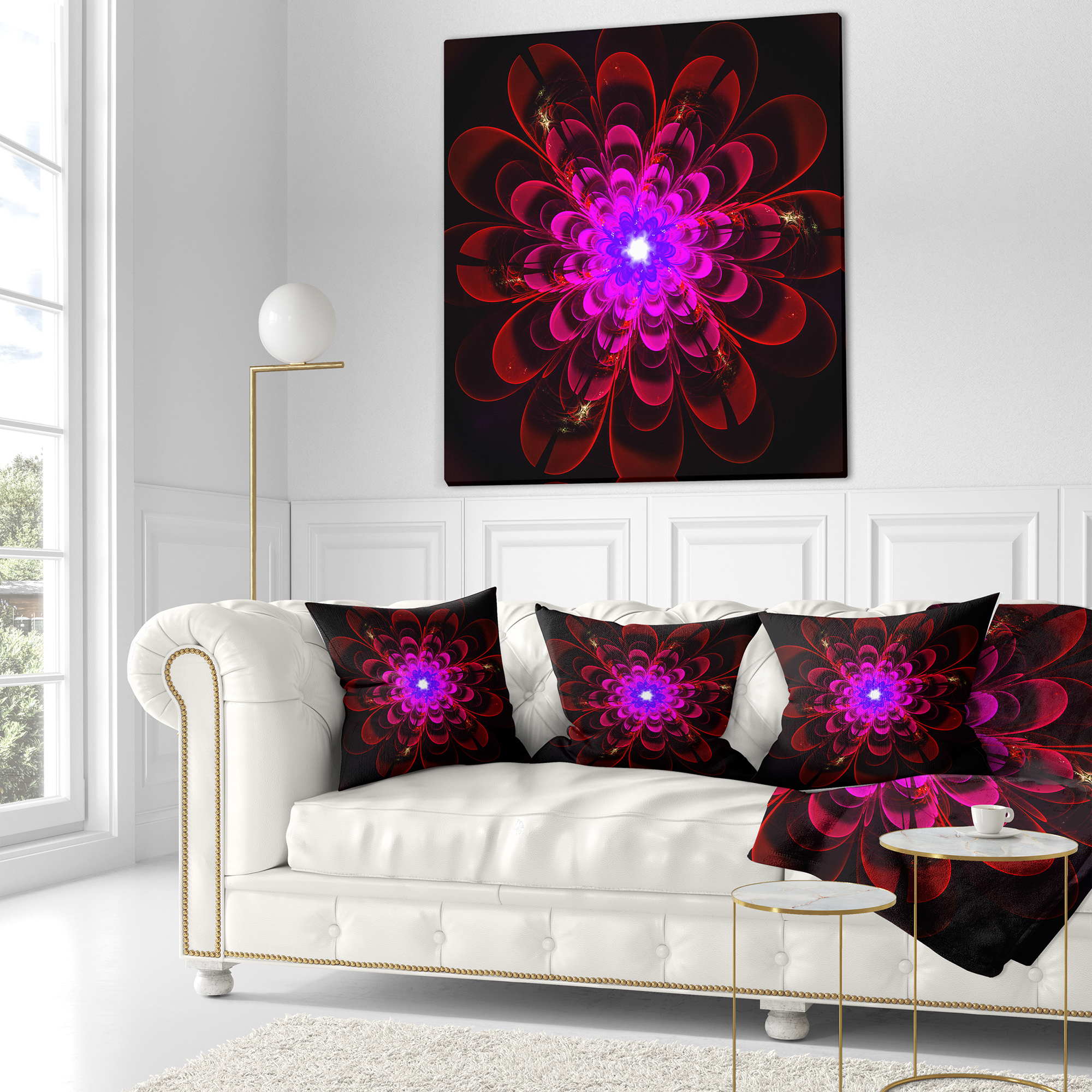 Designart 16" x 16" Red Polyester Throw Pillow