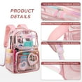 thumbnail image 5 of Clear Backpack for Girls Kids Elementary Bookbags Transparent Stadium Approved Travel Daypack See Through Middle College School Bag Large Laptop Backpack for Women Teens Students (Pink), 5 of 7