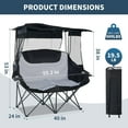 thumbnail image 3 of ABORON Double Camping Chair with Canopy for 2 Adults, Oversized Loveseat Beach Chair with Canopy Shade, Heavy Duty 600D Oxford Portable Folding Chair w/ Cup Holder for Outdoor, Camping, Beach, Picnic, 3 of 9