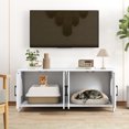 thumbnail image 2 of Demi Bonn 48" Modern Cat Litter Box Enclosure, Hidden Litter Box for 2 Cats, Cat House Furniture for Side Table or Nightstand, White, 2 of 8