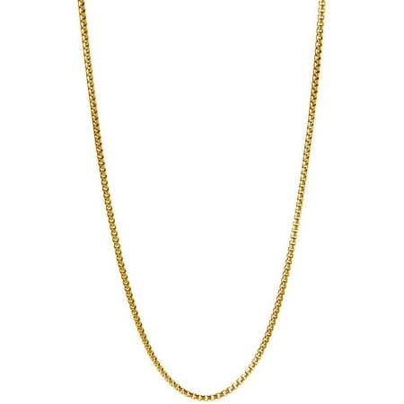 Pori Jewelers 18kt Gold-Plated Sterling Silver 1.8mm Round Box Chain Men's Necklace, 28