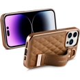 thumbnail image 3 of Case for iPhone 14 Pro Max, Premium PU Leather Phone Case with Kickstand, Luxury Gold Plating Edge Hand Finger Strap Cute Holder Gift for Women Girls Soft Thin Protective Cover,6.7 inch-Black, 3 of 10