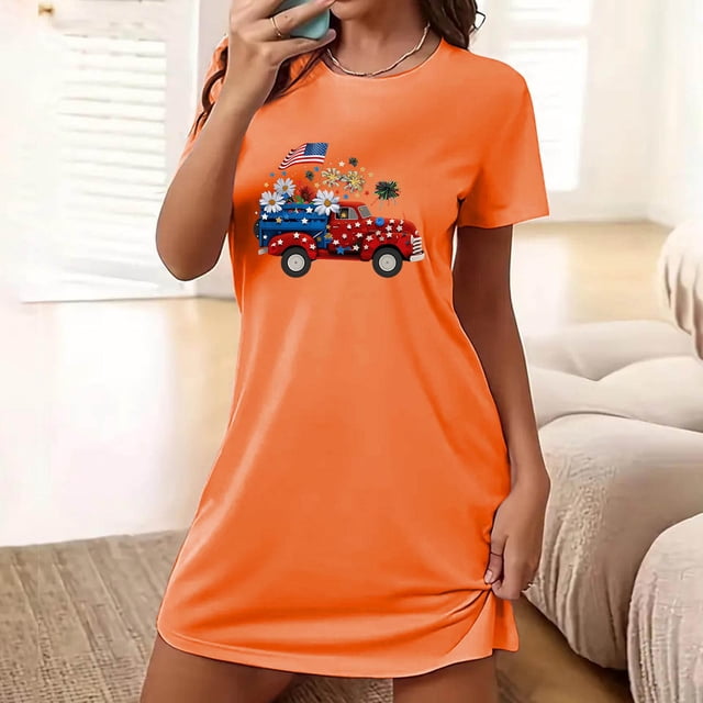 Camisón corto de talla grande para mujer, camisón de manga corta con estampado de pecho a la moda, camisón para mujer