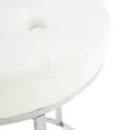 thumbnail image 4 of Duhome Elegant Lifestyle Modern Faux Leather Round Ottoman Stool Vanity Stool Button Tufted Metal Base,White, 4 of 7