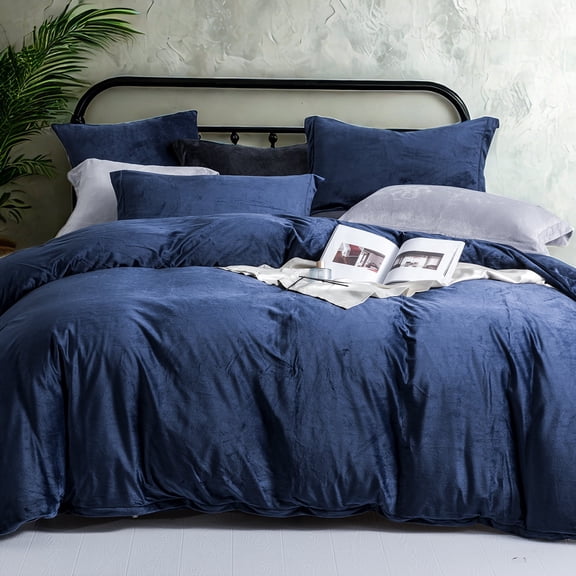 Luxuriously Soft, Zippered Flannel Comforter Cover,Velvet Duvet Cover Set,Queen