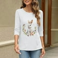 thumbnail image 4 of Cavosen Happy Easter T Shirts for Women 3/4 Sleeve Summer Bunny Floral Print Pullover Blouse Round Neck Holiday Tops Vacation Festival Shirts Loose Dressy Fashion Tees White L, 4 of 6