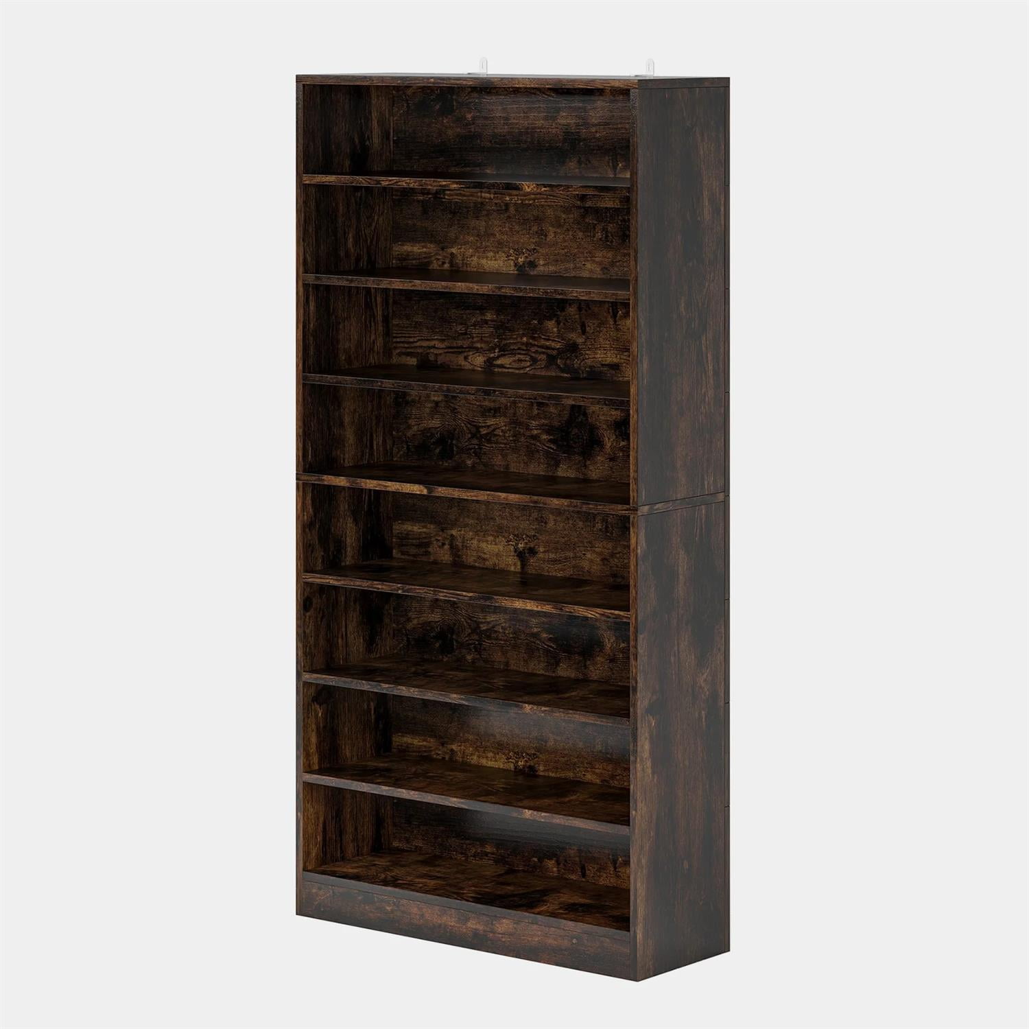 Demi Bonn Wooden Shoe Rack 9-Tier Shoe Storage Organizer Entryway Shoe Shelf, 40-45 Pairs Freestanding Shoe Cabinet, Rustic Brown