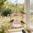 thumbnail image 6 of SCNOR 2-in-1 Pink Hanging Bird Feeder Outdoor, Double Layer Bird Bath & Seed Feeder, Weather Resistant Plastic for Garden Patio, 6 of 6