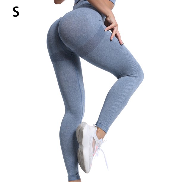 Sonducket Mallas pantalones de Yoga para mujer, mallas de cintura alta sin costuras, transpirables, para gimnasio, ropa de realce, pantalones de Yoga para Pijama Azul claro S