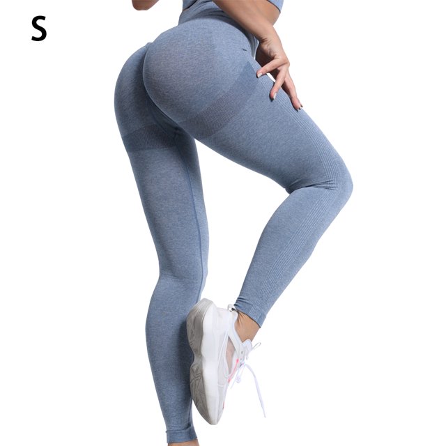 Sonducket Mallas pantalones de Yoga para mujer, mallas de cintura alta sin costuras, transpirables, para gimnasio, ropa de realce, pantalones de Yoga para Pijama Azul claro S