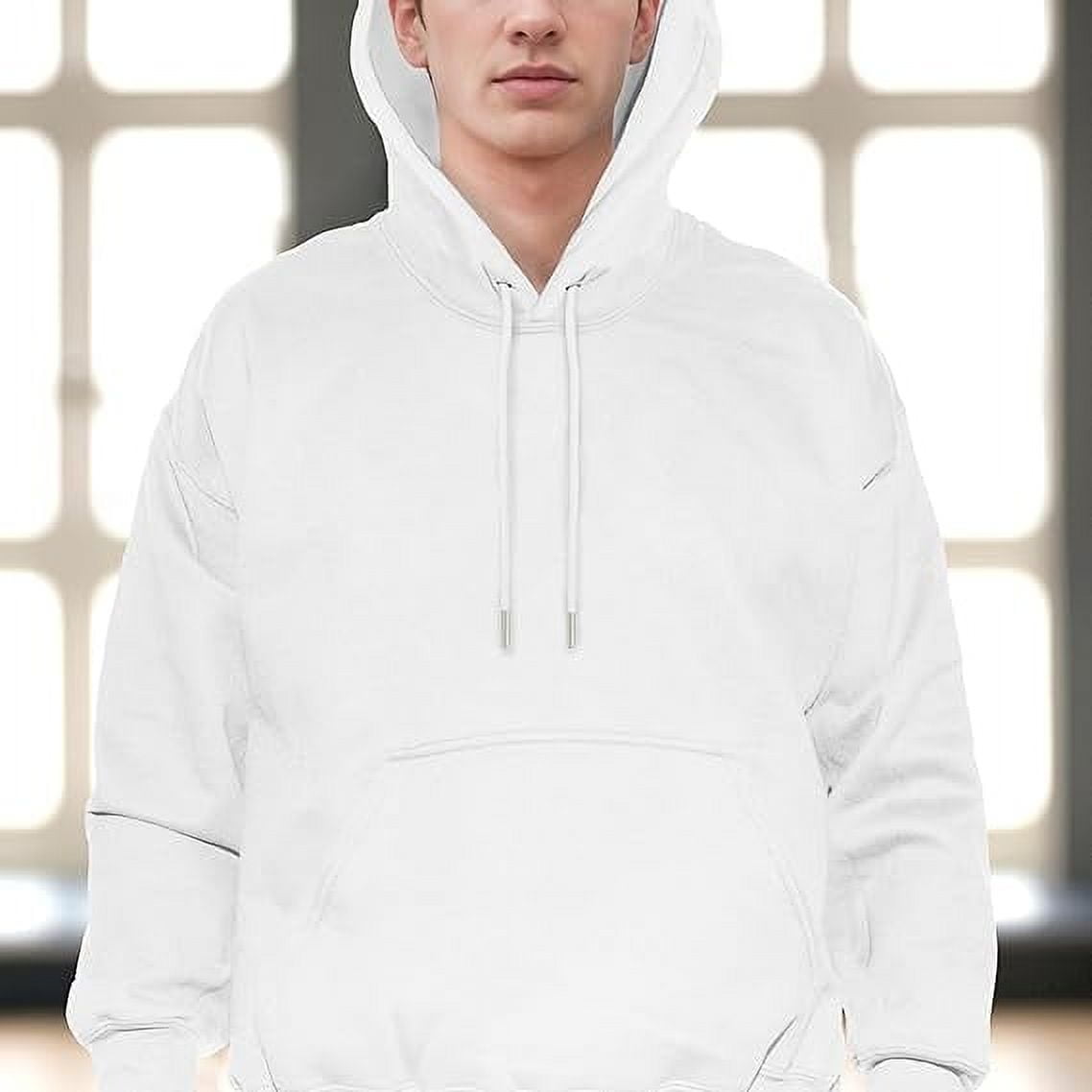 Elegant Comfort Men's Fleece Hoodies, Moisture Wicking & Breathable, Pullover Hooded Sweatshirt, X-Large, White