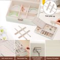 thumbnail image 4 of Jewelry Organizer，Large 2 Layer Jewelry Storage Case, PU Leather Jewelry Boxes with Removable Tray&Lock for Women and Girls Rings Earrings Necklace Bracelets Watches, White, 4 of 7