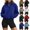 Blue, variant on Half Zip Cropped Sweatshirts Women Causal Stand Collar Crop Pullover with Push-Lock Drawstring Hem Winter Warm Long Sleeve Fleece Sweatshirt Black L