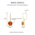 thumbnail image 6 of Rosec Jewels Cushion Cut Created Orange Sapphire Solitaire Drop Earrings for Women (8 mm), 14K White Gold, 6 of 7