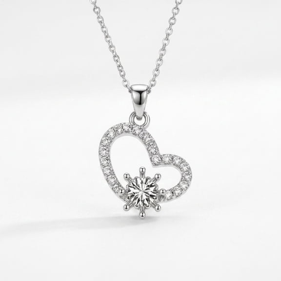 AlKhalil - Elegant Heart Pendant Necklace with Sparkling Gems Accents