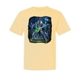 thumbnail image 1 of Wild Bobby, Rocking Out Skeleton Playing Guitar, Streetwear, Garment-Dyed Washed Look Short Sleeve T-Shirt, Banana, X-Large, 1 of 3