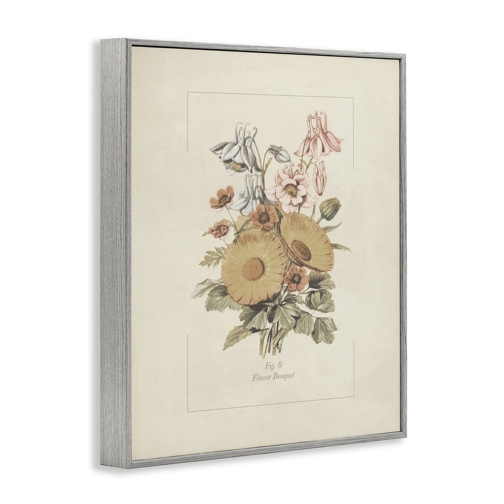 Stupell Industries Flower Bouquet Vintage Garden Gray Framed Giclee Art, design by Dan Meneely