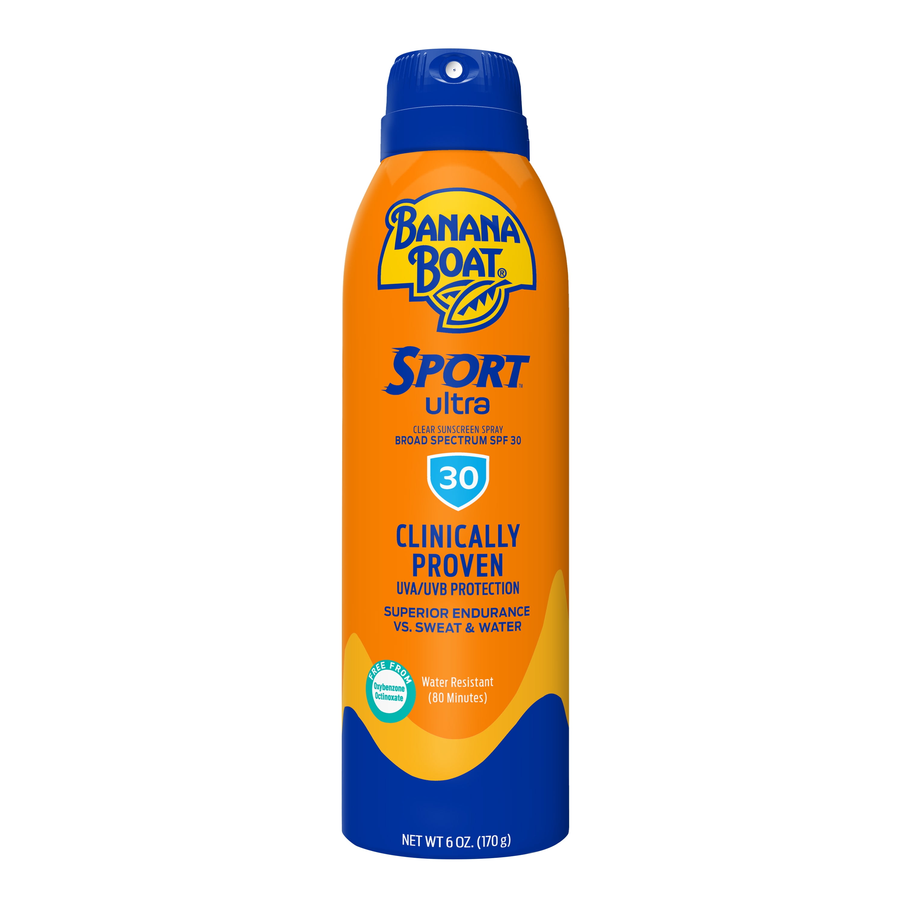 Banana Boat Sport Ultra Sunscreen Spray 6 Oz, 30 SPF, Water Resistant Sunblock (80 Minutes), Superior Endurance VS Sweat And Water