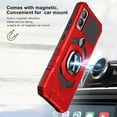 thumbnail image 4 of For Cricket Magic 5G Armor Dual Layer Metal Ring Stand Magnetic Car Mount Hybrid Impact Protective Shockproof Case Cover Red, 4 of 6