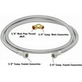 thumbnail image 2 of EZ-Fluid 72" X 3/8" Female Comp. x 3/8" Female Comp. 6FT Stainless Steel Dishwasher Water Supply Line Hose connector for Cold/Hot Water w/ 3/8" MIP x 3/8" Male Comp.Elbow-1, 2 of 3