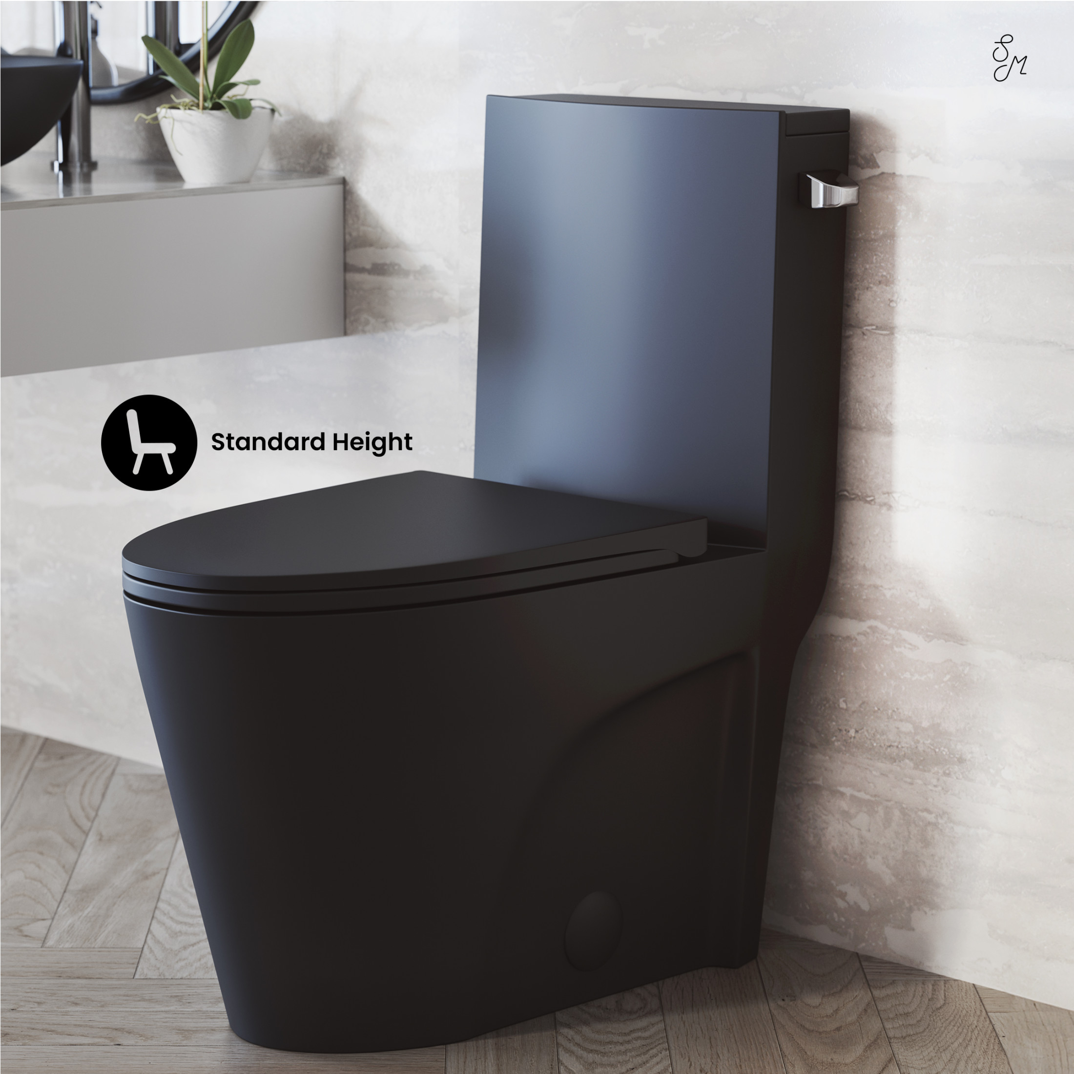 St. Tropez One-Piece 14" Rough-in 1.28 GPF Right-Hand Vortex Flush Elongated Toilet in Matte Black