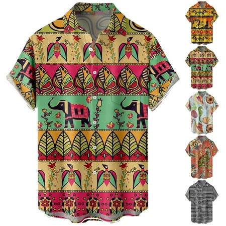 

Big & Tall Men Collared T-Shirts Tropical Summer Tops for Men Women