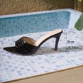 thumbnail image 6 of Womens Kitten Heels Open Pointed Toe Slip on Heeled Sandals Retro Pattern Dress Casual Summer Mules Shoes Black Size 9.5, 6 of 8
