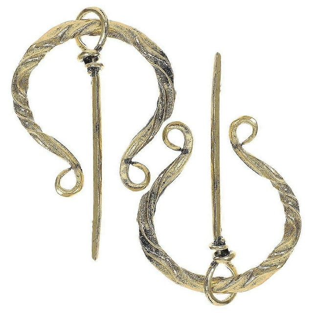 2PCS Medieval Cloak Pin Vintage Viking Brooch Penannular Shawl Scarf Cloak Clasp for Women Clothes Costume Accessory