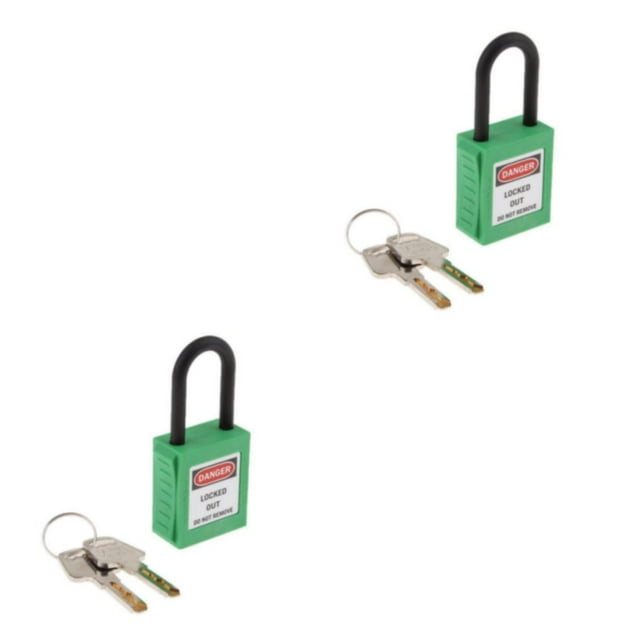 mmirethe Durable 38 mm PVC Curved Safety Lockout Padlock Ensuring Security Green 90x40x19 mm 2Set
